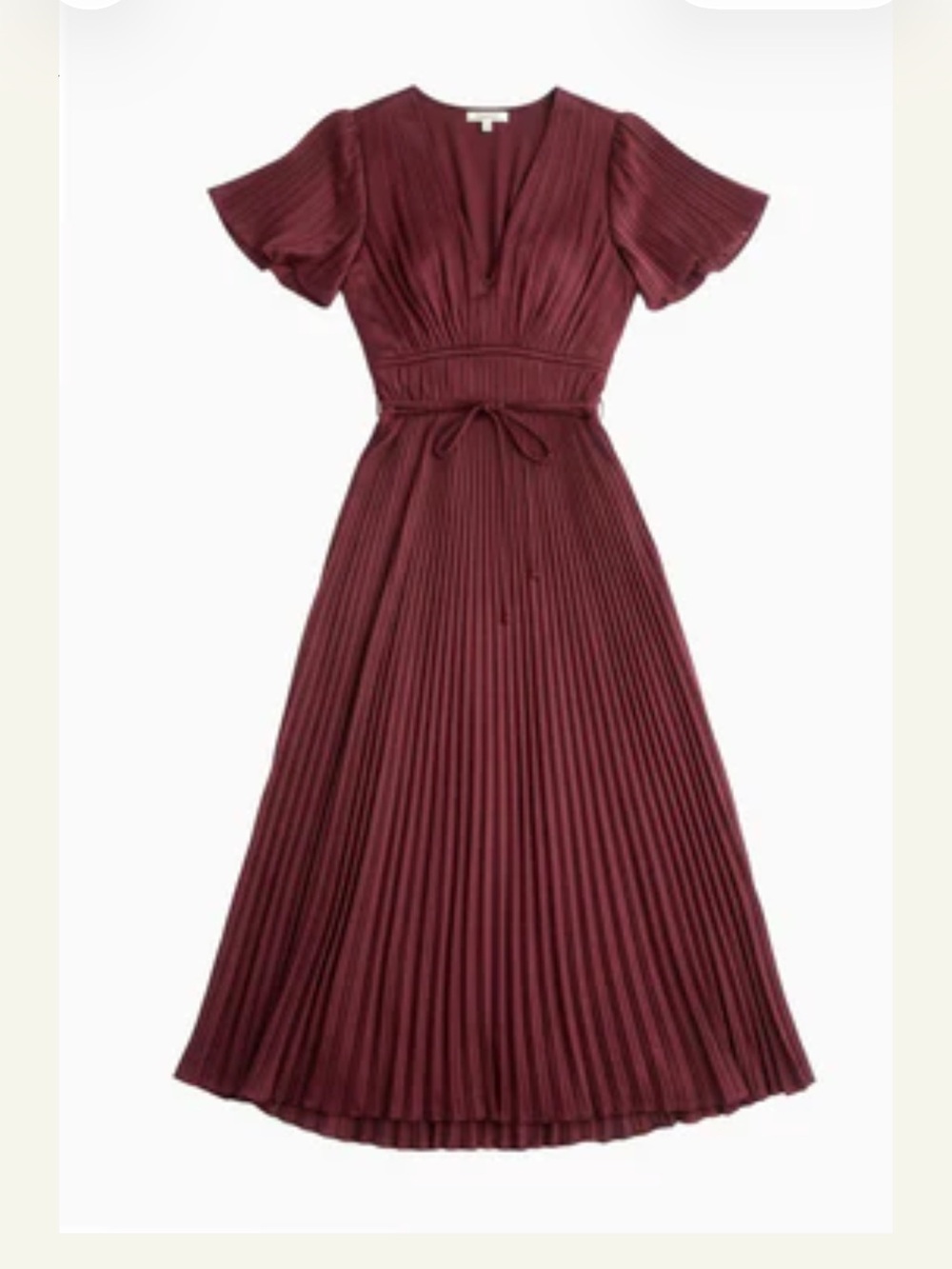 Ulla Johnson Audra Pleated Midi Dress in Deep Wine/Claret size 8